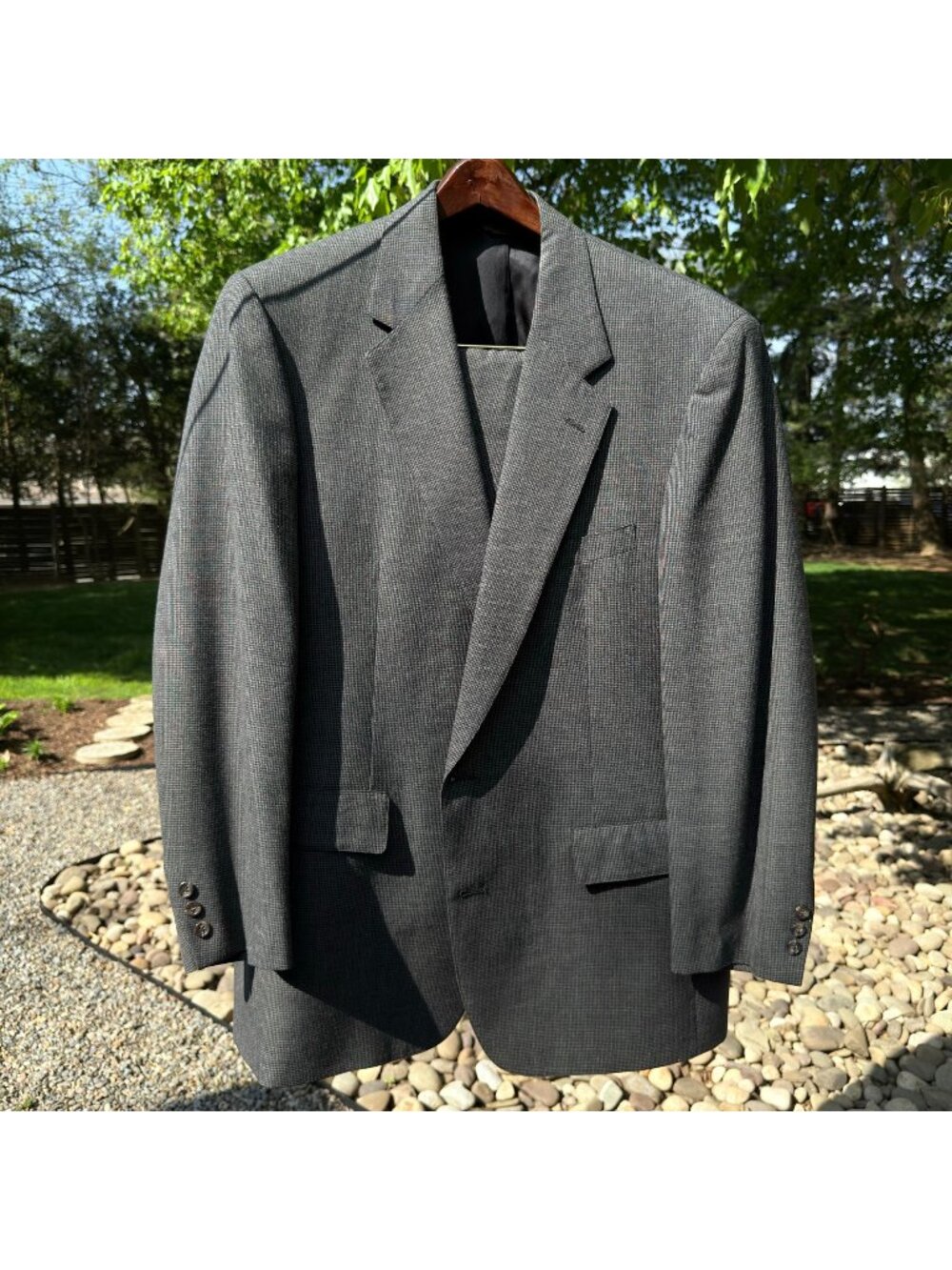 Vintage Brooks Brothers Mens 48L Wool Houndstooth Suit Single Breast Single Vent